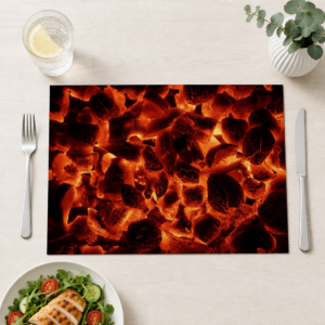 Grillen – glutrote Kohlen - Tischset Papier – Bild 1