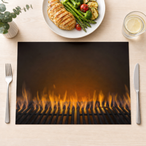Grillen – stimmungsvolles Feuer - Tischset Papier – Bild 1