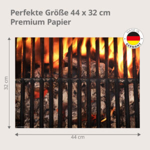 Grillen – brennendes Holz unterm Grillfest - Tischset Papier – Bild 3