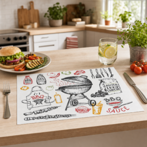 BBQ-Skizze – handgezeichnetes Grill-Muster - Tischset Papier – Bild 2