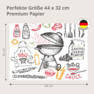 BBQ-Skizze – handgezeichnetes Grill-Muster - Tischset Papier – Bild 3
