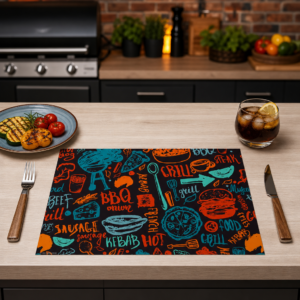 BBQ-Muster – farbiges Grillmuster - Tischset Papier – Bild 2