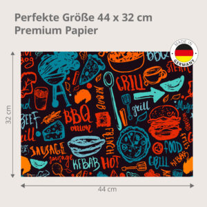 BBQ-Muster – farbiges Grillmuster - Tischset Papier – Bild 3