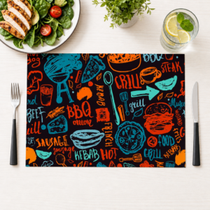 BBQ-Muster – farbiges Grillmuster - Tischset Papier – Bild 1