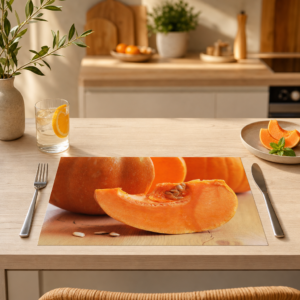 Kürbis – aufgeschnittener Hokkaido in orange - Tischset Papier – Bild 2