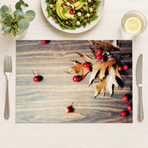 Herbst – Eichenblätter mit roten Beeren - Tischset Papier – Bild 1