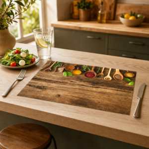 Gewürze – bunte Holzlöffel mit Kräutern - Tischset Papier – Bild 2