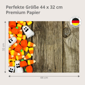 Halloween – candy-corn Geister auf Holz - Tischset Papier – Bild 3