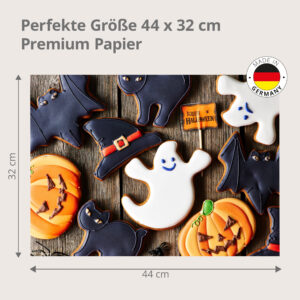 Halloween – dekorierte Plätzchen auf Holz - Tischset Papier – Bild 3