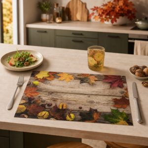 Herbst – stimmungsvolle Blätter und Kastanien - Tischset Papier – Bild 2