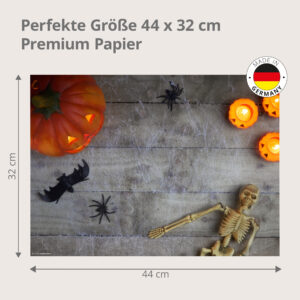 Halloween – Deko-Flatlay mit Skelett und Spinnen - Tischset Papier – Bild 3