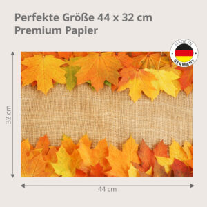 Herbst – Ahornblätter auf Jutesack – Papiertischsets Großpackung – Bild 3