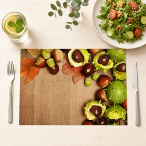 Herbst – Kastanien und Eicheln - Tischset Papier – Bild 1