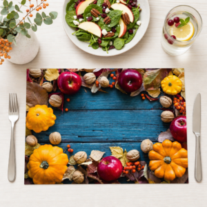 Herbst – Herbststimmung auf Holztisch - Tischset Papier – Bild 1