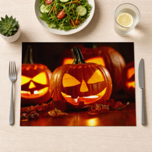 Halloween – drei gruselige Schnitzkürbisse - Tischset Papier – Bild 1