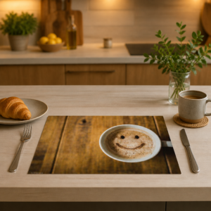 Kaffe Smiley im Milchschaum – Papiertischsets Großpackung – Bild 2