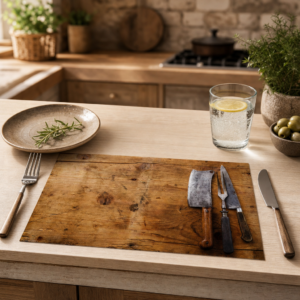 BBQ – Hackbeil und Fleischgabel - Tischset Papier – Bild 2