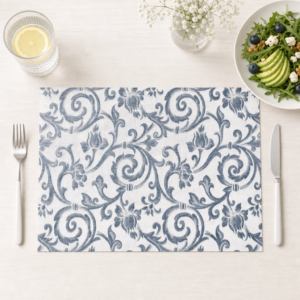 Muster – graues Blumenranken-Textil - Tischset Papier – Bild 1