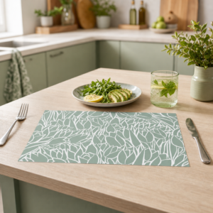 Muster – grünes Tulpenmuster – Papiertischsets Großpackung – Bild 2