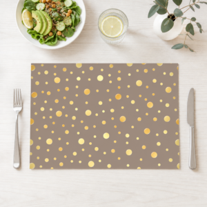 Goldene Metallic-Punkte auf Taupe - Tischset Papier – Bild 1