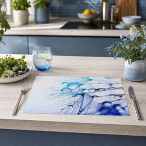 Pusteblume mit blauen Wassertropfen - Tischset Papier – Bild 2