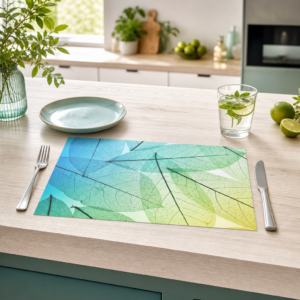 Transparente Blätter Blau-Grün-Gelb - Tischset Papier – Bild 2