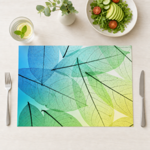 Transparente Blätter Blau-Grün-Gelb - Tischset Papier – Bild 1