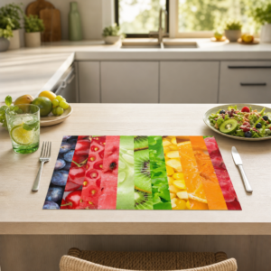 Regenbogen Obst & Gemüse Streifen - Tischset Papier – Bild 2