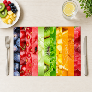 Regenbogen Obst & Gemüse Streifen - Tischset Papier – Bild 1