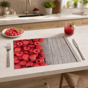 Himbeeren auf Holztisch - Tischset Papier – Bild 2