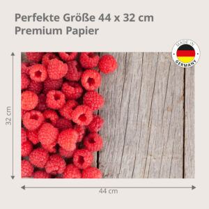 Himbeeren auf Holztisch - Tischset Papier – Bild 3