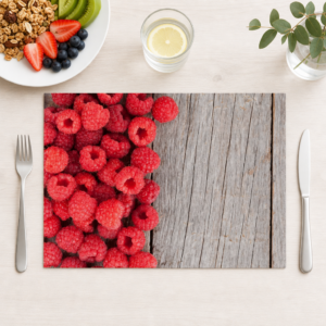 Himbeeren auf Holztisch - Tischset Papier – Bild 1