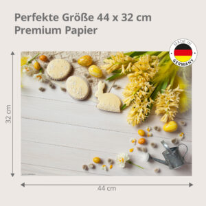 Ostern – Frühlingsblumen mit Hase - Tischset Papier – Bild 3
