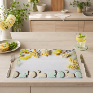 Ostern – Blumenrahmen mit Keksen - Tischset Papier – Bild 2