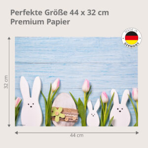 Ostern – Holzhase mit Tulpen Hellblau - Tischset Papier – Bild 3