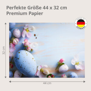 Ostern – Ostereier mit Frühlingsblüten in blau - Tischset Papier – Bild 3