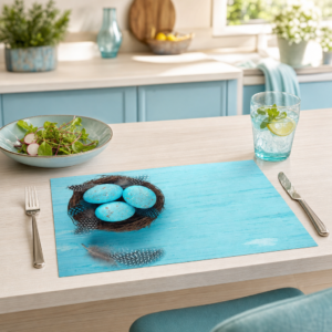 Ostern – Türkise Ostereier im Nest Blau - Tischset Papier – Bild 2