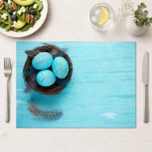 Ostern – Türkise Ostereier im Nest Blau - Tischset Papier – Bild 1