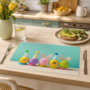 Ostern – Lustige Eier-Figuren mit Partyhüten - Tischset Papier – Bild 2