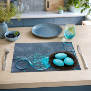 Ostern – Türkise Ostereier im Nest - Tischset Papier – Bild 2