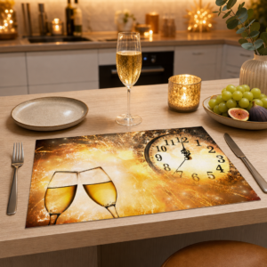 Silvester – Sektgläser kurz vor Mitternacht Gold – Papiertischsets Großpackung – Bild 2