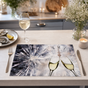 Silvester – Sekt und Feuerwerk silber - Tischset Papier – Bild 2