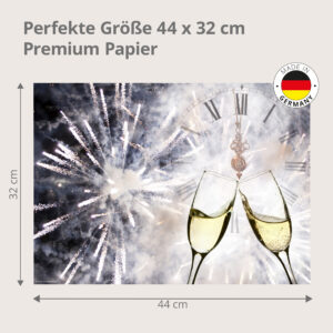 Silvester – Sekt und Feuerwerk silber - Tischset Papier – Bild 3