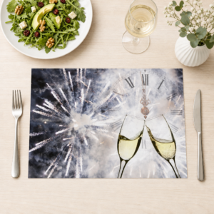 Silvester – Sekt und Feuerwerk silber - Tischset Papier – Bild 1