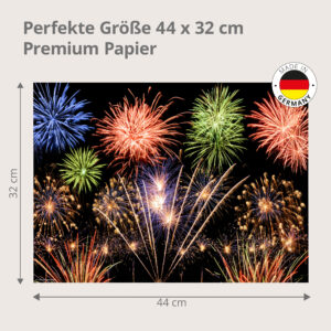 Silvester – Buntes Feuerwerk am Nachthimmel - Tischset Papier – Bild 3
