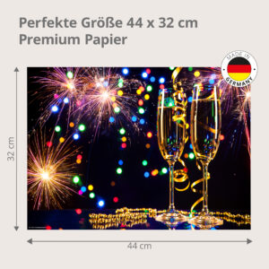 Silvester – Sektgläser mit buntem Feuerwerk - Tischset Papier – Bild 3