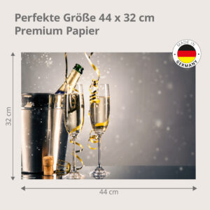 Silvester – Champagner im silbernen Eiskübel - Tischset Papier – Bild 3