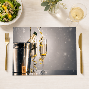 Silvester – Champagner im silbernen Eiskübel - Tischset Papier – Bild 1