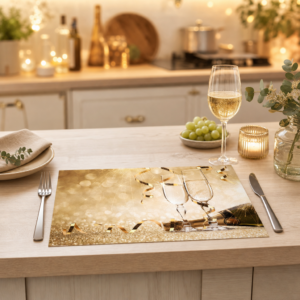 Silvester – Sektgläser mit Girlanden - Tischset Papier – Bild 2