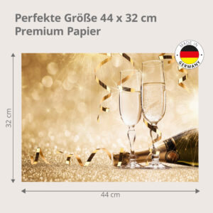 Silvester – Sektgläser mit Girlanden - Tischset Papier – Bild 3